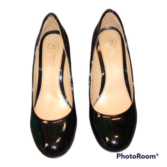 Mootsies Tootsies Glossy Black Heels Round Toe Classic & Timless - Picture 4 of 12
